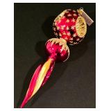 LL-CL - Christopher Radko Glass Christmas Tree Topper Ornament 11 Inch Red and Gold