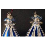 LL-CL - Set of 4 Blue and Silver Glass Christmas Ornaments