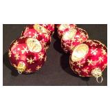 LL-CL - Pair of 7-Inch Vintage Red and Gold Glass Christmas Ornaments