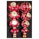 LL-CL - Pair of 7-Inch Vintage Red and Gold Glass Christmas Ornaments