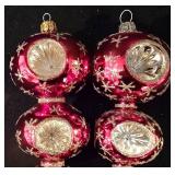 LL-CL - Pair of 7-Inch Vintage Red and Gold Glass Christmas Ornaments
