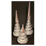 LL-CL - Set of 3 Smith & Hawken Silver Glass Christmas Trees