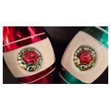 LL-CL - Pair of 9.5 Inch Vintage Teardrop Reflector Christmas Ornaments