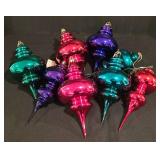 LL-C - Set of 7 Department 56 Handblown Glass Holiday Ornaments 9.5 Inch Tall