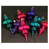 LL-C - Set of 7 Department 56 Handblown Glass Holiday Ornaments 9.5 Inch Tall