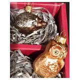 LL-CL - Smith & Hawken Glass Bird and Garden Animal Ornaments Set of 9 in Original Boxes