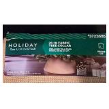 LL-CL - Holiday Tree Decorating Accessories Lot with Clips, Hooks, Beaded Garland, 26in Fabric Tree Collar, and Car Top Carriers