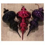 LL-CL - Set of 3 16-Inch Cobalt Mercury Glass Iridescent Ornaments