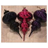 LL-CL - Set of 3 16-Inch Cobalt Mercury Glass Iridescent Ornaments