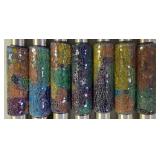 G - Set of 7 Pelican Home Creations 22" Solar Mosaic Yard Lights with Stakes