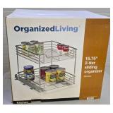 G - Organized Living 15.75 inch 2-Tier Sliding Chrome Organizer