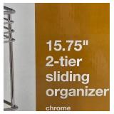 G - Organized Living 15.75 inch 2-Tier Sliding Chrome Organizer