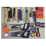 G - Large Hand Tool Collection Including Hammers, Wrenches, Screwdrivers, and Saws