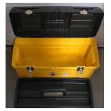 G - Workforce Yellow and Black Plastic Tool Box with Carry Tray