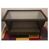 G - Set of 2 Wicker Glass-Top Tables