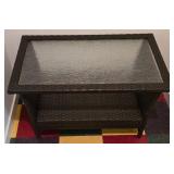 G - Set of 2 Wicker Glass-Top Tables