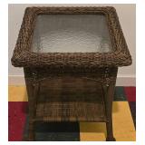 G - Set of 2 Wicker Glass-Top Tables