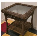 G - Set of 2 Wicker Glass-Top Tables