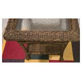 G - Set of 2 Wicker Glass-Top Tables