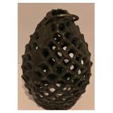 LL-CL - Decorative Bronze Buddha Bust, Cast Iron Pine Cone Candle Holder, and Brass Betel Box Set