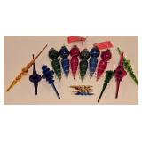 LL-CL - Collection of Silvestri Spiral Glass Christmas Ornaments and Icicles