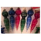 LL-CL - Collection of Silvestri Spiral Glass Christmas Ornaments and Icicles