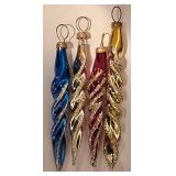 LL-CL - Collection of Silvestri Spiral Glass Christmas Ornaments and Icicles