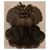 LL-CL - Vintage Brass Betel Box with Ornate Design, Indian or Cambodian