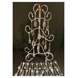 LL-TR - Metal Tabletop Ornament Stand with 29 Glass Teardrop Crystals