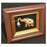 LL-TR - Holiday and Decorative Collectibles Lot: Framed Elephant, Sleigh, Candle, Snowman Ornament, Glass Angel