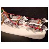 LL-TR - Holiday and Decorative Collectibles Lot: Framed Elephant, Sleigh, Candle, Snowman Ornament, Glass Angel