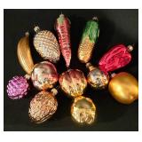 LL-TR - Set of 12 Kurt Adler Fruit and Vegetable Glass Ornaments