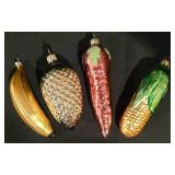 LL-TR - Set of 12 Kurt Adler Fruit and Vegetable Glass Ornaments