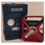 G - Massair 250 PSI 12V Air Compressor and Eton Emergency Radio Set