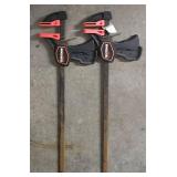 G - Hand Tool Lot with Pipe Wrenches, Bolt Cutters, Clamps, Pry Bars, and Drain Clog Tools