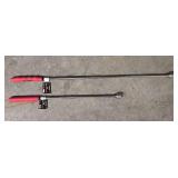 G - Hand Tool Lot with Pipe Wrenches, Bolt Cutters, Clamps, Pry Bars, and Drain Clog Tools