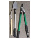 G - Hand Tool Lot with Pipe Wrenches, Bolt Cutters, Clamps, Pry Bars, and Drain Clog Tools