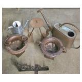 G - Garden Decor Collection: 2 Victorian Urns, Watering Cans, and Decorative Bracket