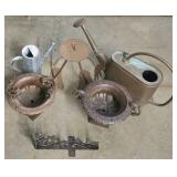 G - Garden Decor Collection: 2 Victorian Urns, Watering Cans, and Decorative Bracket