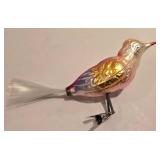 LL-FR - Set of 3 Glass Bird Christmas Ornaments with Clips and Glitter Accents