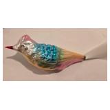 LL-FR - Set of 3 Glass Bird Christmas Ornaments with Clips and Glitter Accents