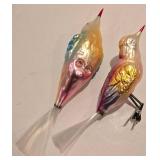 LL-FR - Set of 3 Glass Bird Christmas Ornaments with Clips and Glitter Accents
