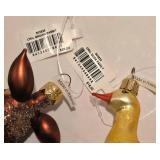 LL-FR - Set of 2 Polish Glass Ornaments - Brown Rabbit and Duck Family