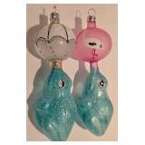 LL-FR - Set of 2 Vintage Glass Frog Christmas Ornaments