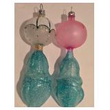 LL-FR - Set of 2 Vintage Glass Frog Christmas Ornaments