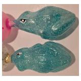 LL-FR - Set of 2 Vintage Glass Frog Christmas Ornaments