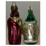 LL-FR - Set of 2 Cody Foster Glass Christmas Ornaments Jesus and Santa Claus