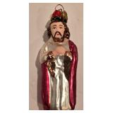 LL-FR - Set of 2 Cody Foster Glass Christmas Ornaments Jesus and Santa Claus