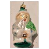 LL-FR - Set of 2 Cody Foster Glass Christmas Ornaments Jesus and Santa Claus