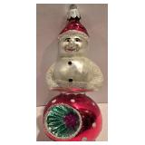 LL-FR - Vintage 5-Inch Glass Snowman Christmas Ornament